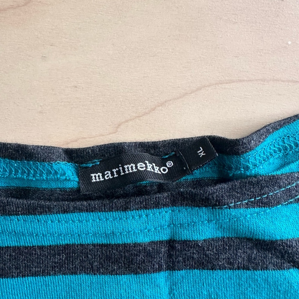Marimekko top. Blue and grey stripe. XL. Like new